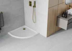 Brodzik Mexen Mexen Flat brodzik półokrągły slim 70 x 70 cm, biały, syfon złoty - 41107070G 2