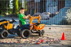 Falk FALK Traktor Case IH Backhoe Pomarańczowy z Przyczepką Ruchoma Łyżka od 3 Lat 4