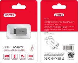 Adapter USB Unitek USB-A - USB-C Srebrny  (Y-A025CGY) 5