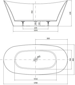Wanna Cersanit S301-339 WANNA WOLNOSTOJĄCA OWALNA INVERTO 170X82 // WAAK.CER-INVERTO-WO-170X82 5