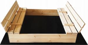 SunWood Piaskownica drewniana zamykana 120x120 2