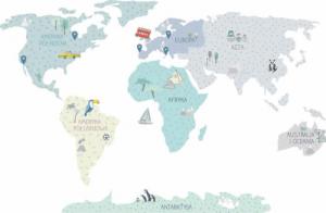 Pastelowe Love Mapa świata miętowa M - Naklejka na ścianę 5