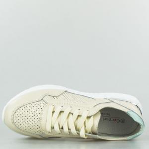Estetino Sneakersy na koturnie skórzane ażurowe beżowe Vinceza-39 4
