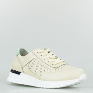 Estetino Sneakersy na koturnie skórzane ażurowe beżowe Vinceza-38 2