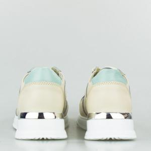 Estetino Sneakersy na koturnie skórzane ażurowe beżowe Vinceza-38 7
