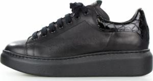 Estetino Sneakersy skórzane z wężową wstawką czarne Sempre-39 3