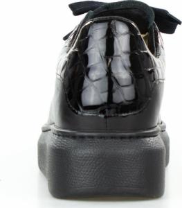 Estetino Sneakersy skórzane z wężową wstawką czarne Sempre-38 5
