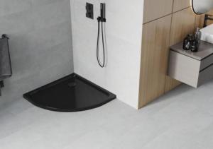 Brodzik Mexen Mexen Flat brodzik półokrągły slim 70 x 70 cm, czarny, syfon czarny - 41707070B 2