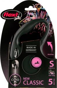 Flexi New Classic Smycz automatyczna Linka S 5m Czarna do 12kg 2