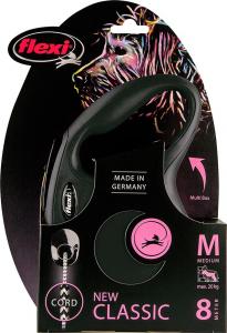 Flexi New Classic Smycz automatyczna Linka M 8m Czarna do 20kg 2