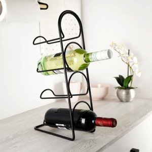 Vilde Stojak na wino metalowy czarny 4 butelki 21x12x43 cm 2
