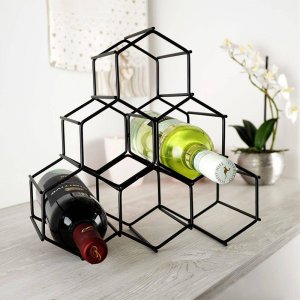 Vilde Stojak na wino metalowy czarny 6 butelek 29,5x14,5x28,5 cm 2