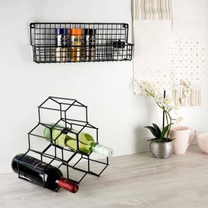 Vilde Stojak na wino metalowy czarny 6 butelek 29,5x14,5x28,5 cm 5