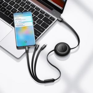 Kabel USB Baseus USB-A - USB-C + microUSB + Lightning 1.1 m Czarny (BSU3355BLK) 16
