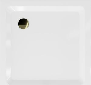 Brodzik Mexen Mexen Flat brodzik kwadratowy slim 70 x 70 cm, biały, syfon złoty - 40107070G 4