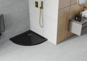 Brodzik Mexen Mexen Flat brodzik półokrągły slim 70 x 70 cm, czarny, syfon złoty - 41707070G 2