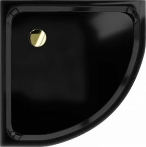 Brodzik Mexen Mexen Flat brodzik półokrągły slim 70 x 70 cm, czarny, syfon złoty - 41707070G 4