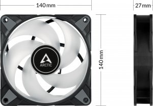 Wentylator Arctic P14 PWM PST RGB 0dB 3-pack + Hub (ACFAN00256A) 4