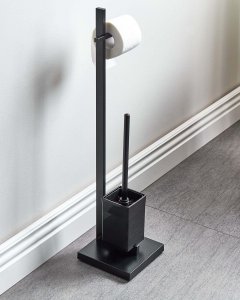 Beliani Stojak na papier toaletowy ze szczotką ULAPES Metal Czarny 7