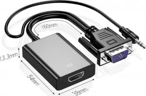 Adapter AV Retoo HDMI - D-Sub (VGA) + Jack 3.5mm czarny (E394) 16