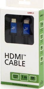 Video Kabel HDMI M - HDMI M, HDMI 2.1 - Ultra High Speed, 1m, pozłacane złącza, aluminiowa obudowa,, niebieski, Logo 8K@60Hz, 48Gb 3
