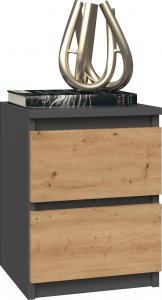 Topeshop SZAFKA NOCNA MALWA M2 - ANTRACYT / DĄB ARTISAN 3