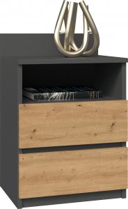 Topeshop SZAFKA NOCNA MALWA M1 - ANTRACYT / DĄB ARTISAN 3