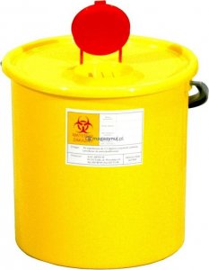 Artech Pojemnik na odpady ostre z otworem wrzutowym wym. 75 x 33 mm, poj. 10l (Kolor żółty) 2