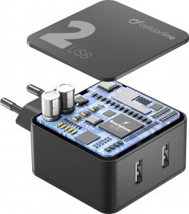 Ładowarka Cellular Line Cellularline Multi-Power 2 Home Charger 2x USB 12W +12W, Black 2
