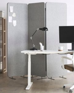 Beliani 3-panelowa akustyczna ścianka działowa 184 x 184 cm jasnoszara STANDI! 10