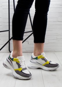 Estetino Sneakersy na koturnie ze wstawkami szare kolorowe-37 7