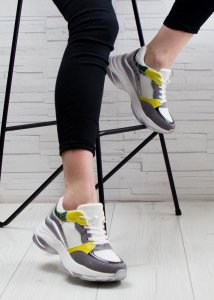 Estetino Sneakersy na koturnie ze wstawkami szare kolorowe-37 8