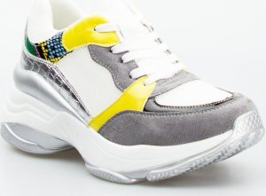 Estetino Sneakersy na koturnie ze wstawkami szare kolorowe-38 2