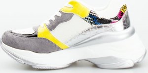 Estetino Sneakersy na koturnie ze wstawkami szare kolorowe-40 3