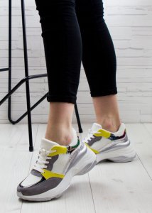 Estetino Sneakersy na koturnie ze wstawkami szare kolorowe-40 6