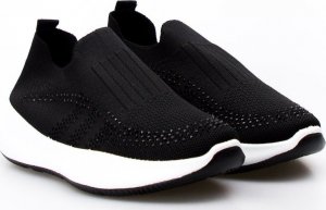 Estetino Sneakersy tekstylne wsuwane z cyrkoniami czarne-38 5