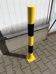 Elkor Akcesoria BHP Stalowy słupek ochronny z czarnymi pasami z kotwą montażową OS.H100.F9.1021.CZARNE-PASY-K 2