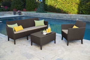 Allibert Ogrodowa polirattanowa sofa SALEMO - trzyosobowa, brązowa 2