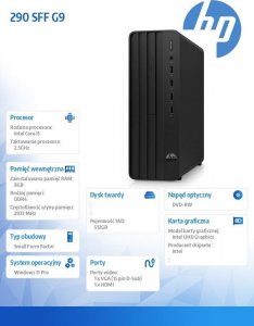 Komputer HP Pro 290 G9 SFF Core i5-12400, 8 GB, Intel UHD Graphics 730, 512 GB M.2 PCIe Windows 11 Pro 2