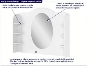 Lenart Biała nadstawka do toaletki z lustrem - STORY SO-06 2