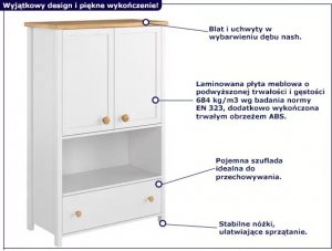 Lenart Wysoka biała komoda na nóżkach - STORY SO-11 2
