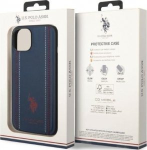 U.S. Polo Etui US Polo do iPhone 14 6,1" granatowy/navy blue Leather Stitch 8
