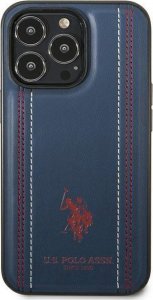 U.S. Polo Etui US Polo do iPhone 14 Pro 6,1" granatowy/navy blue Leather Stitch 3