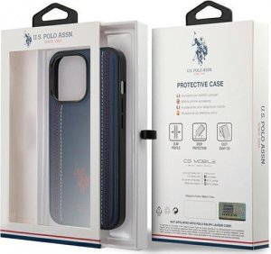 U.S. Polo Etui US Polo do iPhone 14 Pro 6,1" granatowy/navy blue Leather Stitch 8