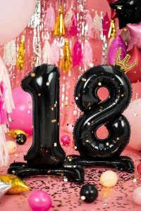 PartyDeco Stojący balon foliowy  84 cm  liczba  8 czarny 4