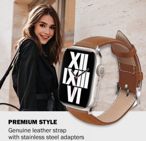 Crong Noble Band - Pasek ze skóry naturalnej do Apple Watch 38/40/41 mm (Mokka) 7