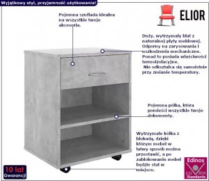 Elior Kontener biurkowy w kolorze szarości betonu - Bellano 7X 2