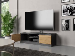 Topeshop Szafka RTV 120x40xH36 antracyt/artisan 2