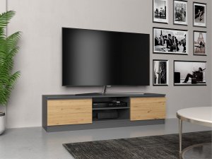 Topeshop Szafka RTV 140x40xH36 antracyt/artisan 2