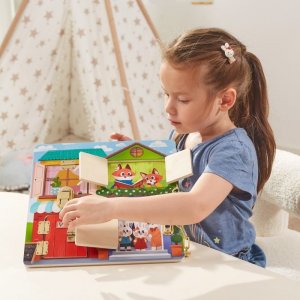 Viga Montessori Drewniana Tablica Manipulacyjna Zamek i Zatrzask Dom 4